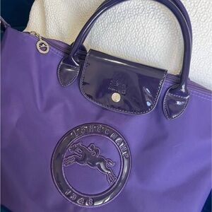 Longchamp Glossy Purple Tote Bag